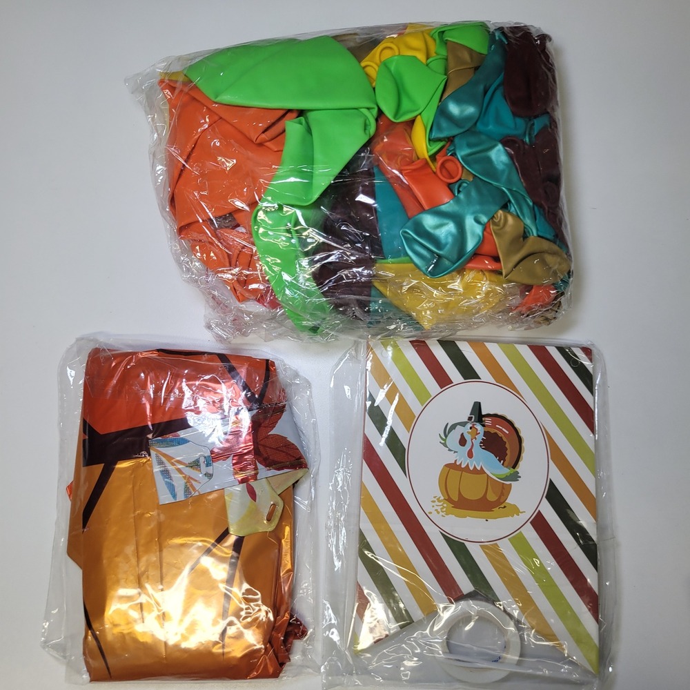 Fall‎ Thanksgiving Decor Balloons Mixed Banner Party Supplies Kit Orange Gold
